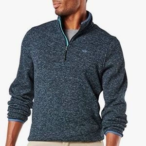 DOCKERS Mens Long Sleeve Quarter Zip Pullover Sweater.